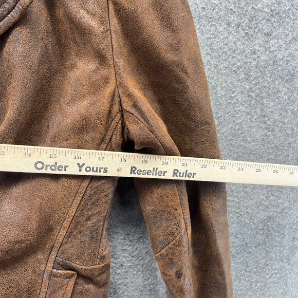 Vintage Bebe Leather Jacket Womens Medium Brown Blazer San Francisco 90s - Picture 4 of 11